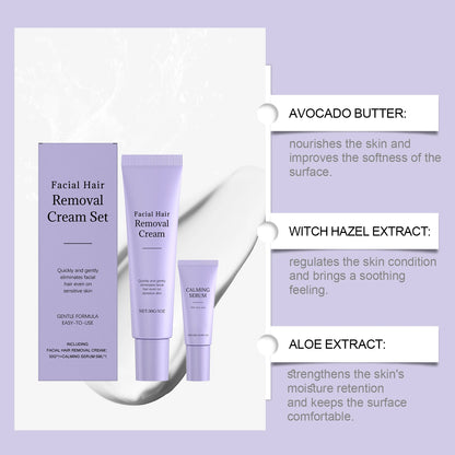 Orivir Painless Facial Hair Removal Cream + Soothing Serum